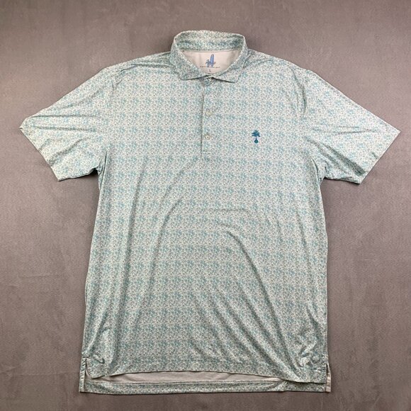 Johnnie-O Mens Shirt Large Malibu Blue Kilmer Polo Featherweight UPF50 Drinks - Picture 1 of 9